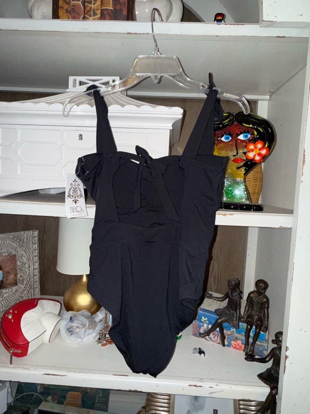 Becca Medium M black one piece swimsuit color code tie shoulder Emma - Picture 5 of 5